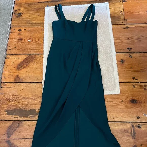 xscape green dress Gina Organza Off the Shoulder Ruffle Floor Length Dress main image 1